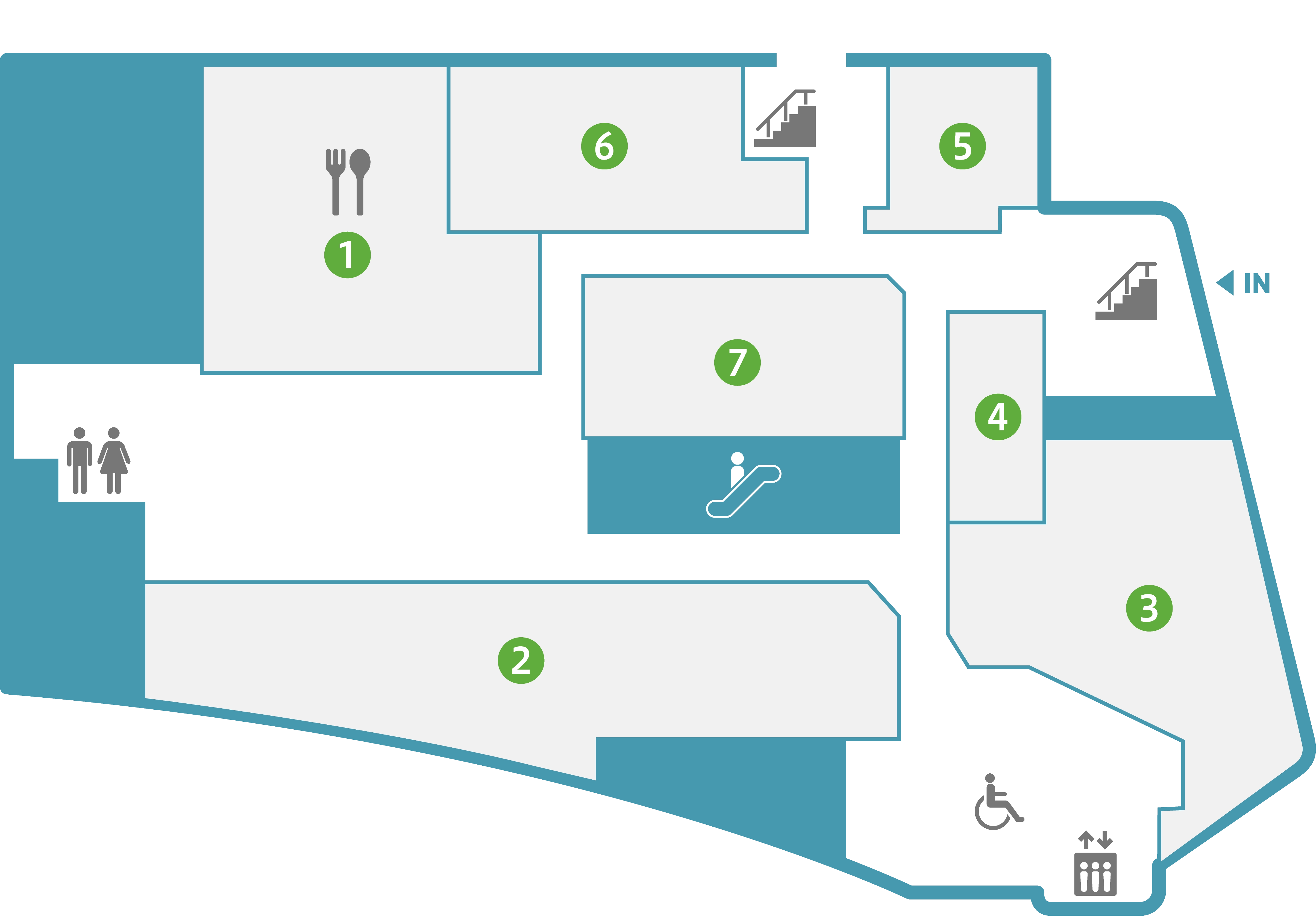 フロアマップB1F 20:00以降使用できません